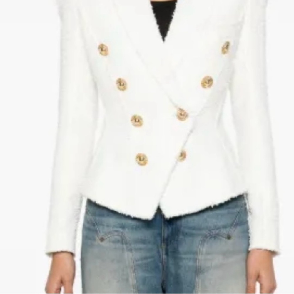Balmain White Blazer with Gold Buttons - Picture 2 of 4